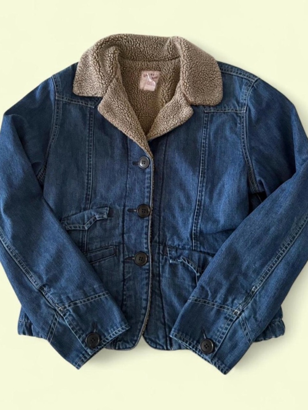 Lucky Brand Blue Denim Jacket with Tan Sherpa Collar